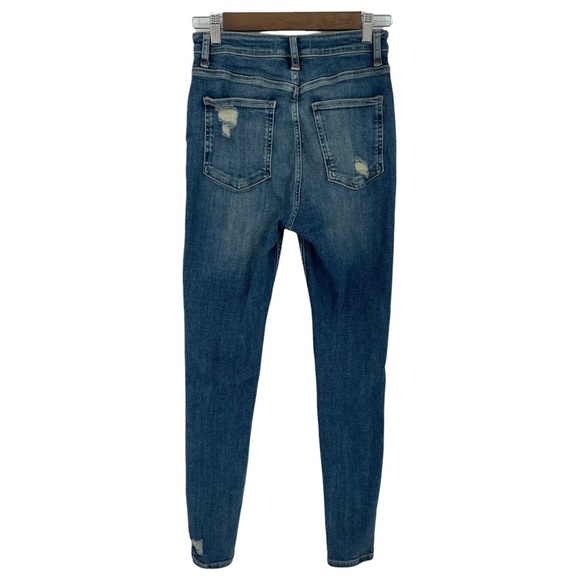 Free People Sabrina Blue Distressed‎ High Rise Skinny Jeans Size 24 - Picture 5 of 7